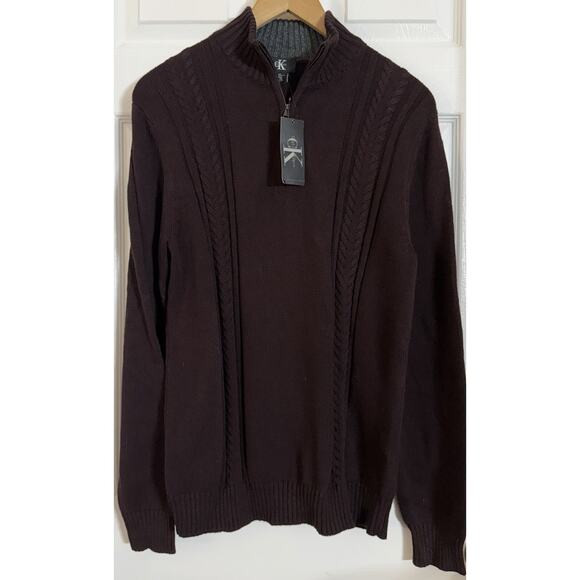NEW Calvin Klein 1/4 Zip Pullover Sweater Long Sleeve Mock Neck Maroon MEDIUM M - Picture 1 of 3